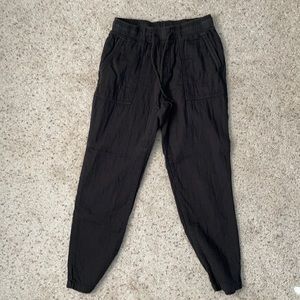 High-waisted Linen Blend Straight Cropped Pants for Women - Worn Once!